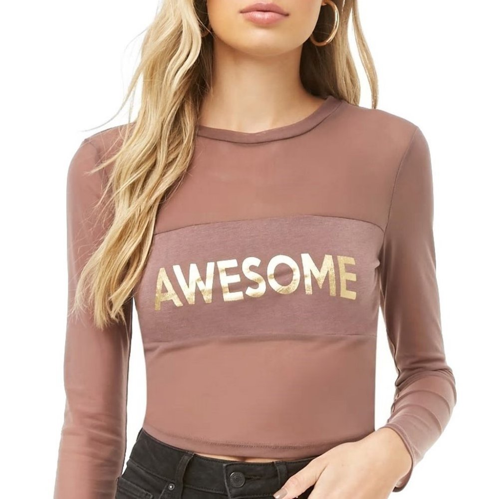 Forever 21 Iris Awesome Mesh Crop Top Brown